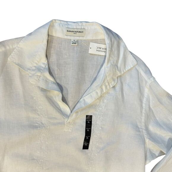 Banana Republic White 100% Linen Long Sleeve Shirt Tunic - Picture 9 of 13